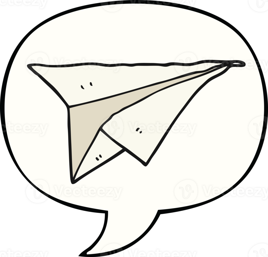 cartoon paper airplane with speech bubble png