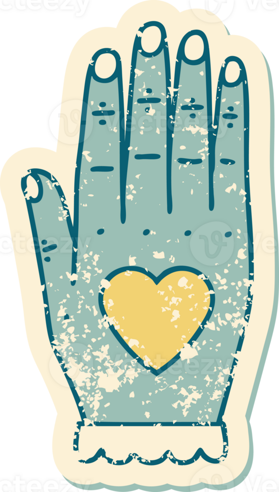 iconic distressed sticker tattoo style image of a hand png