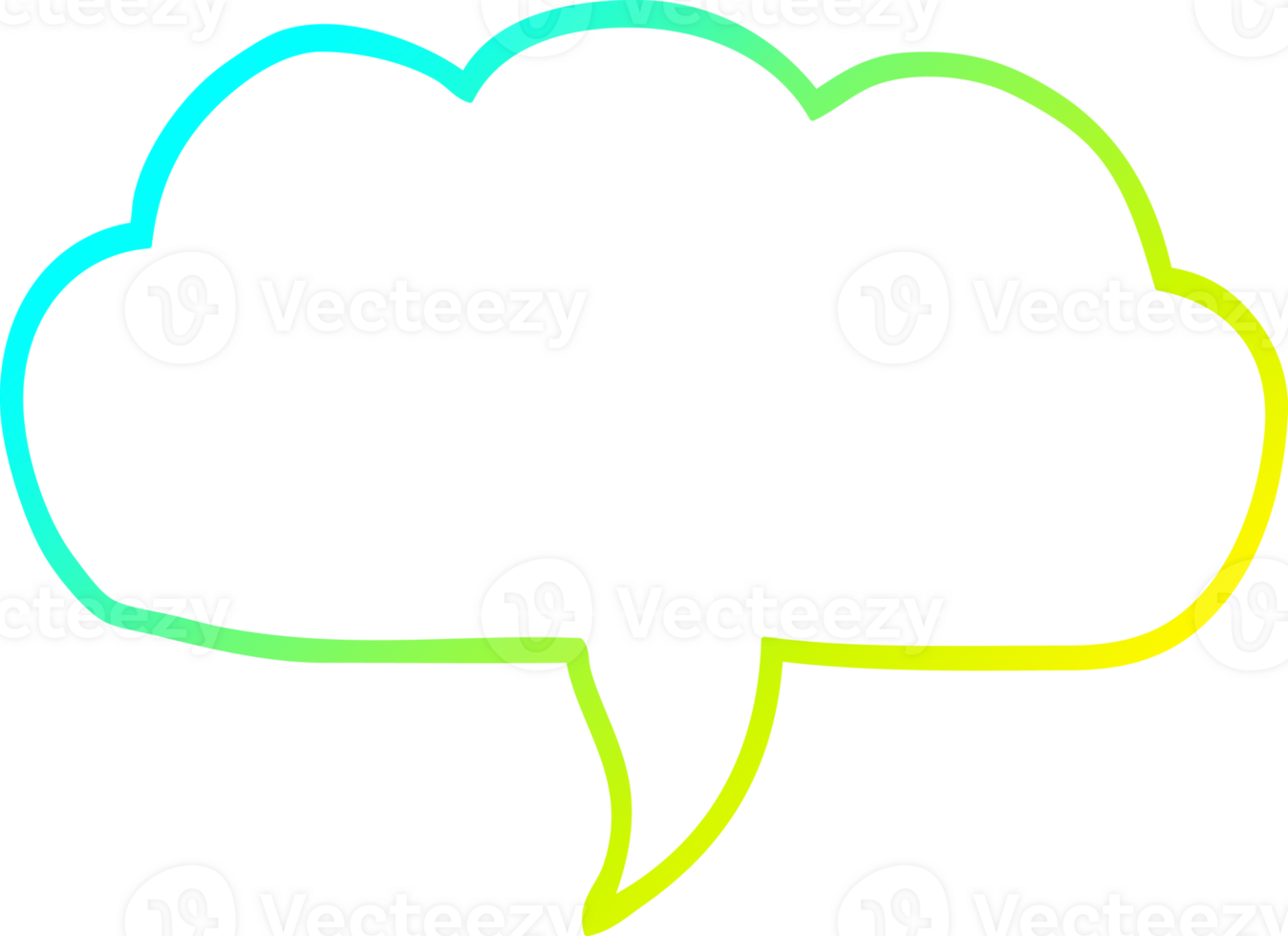 cold gradient line drawing of a cartoon cloud speech bubble png