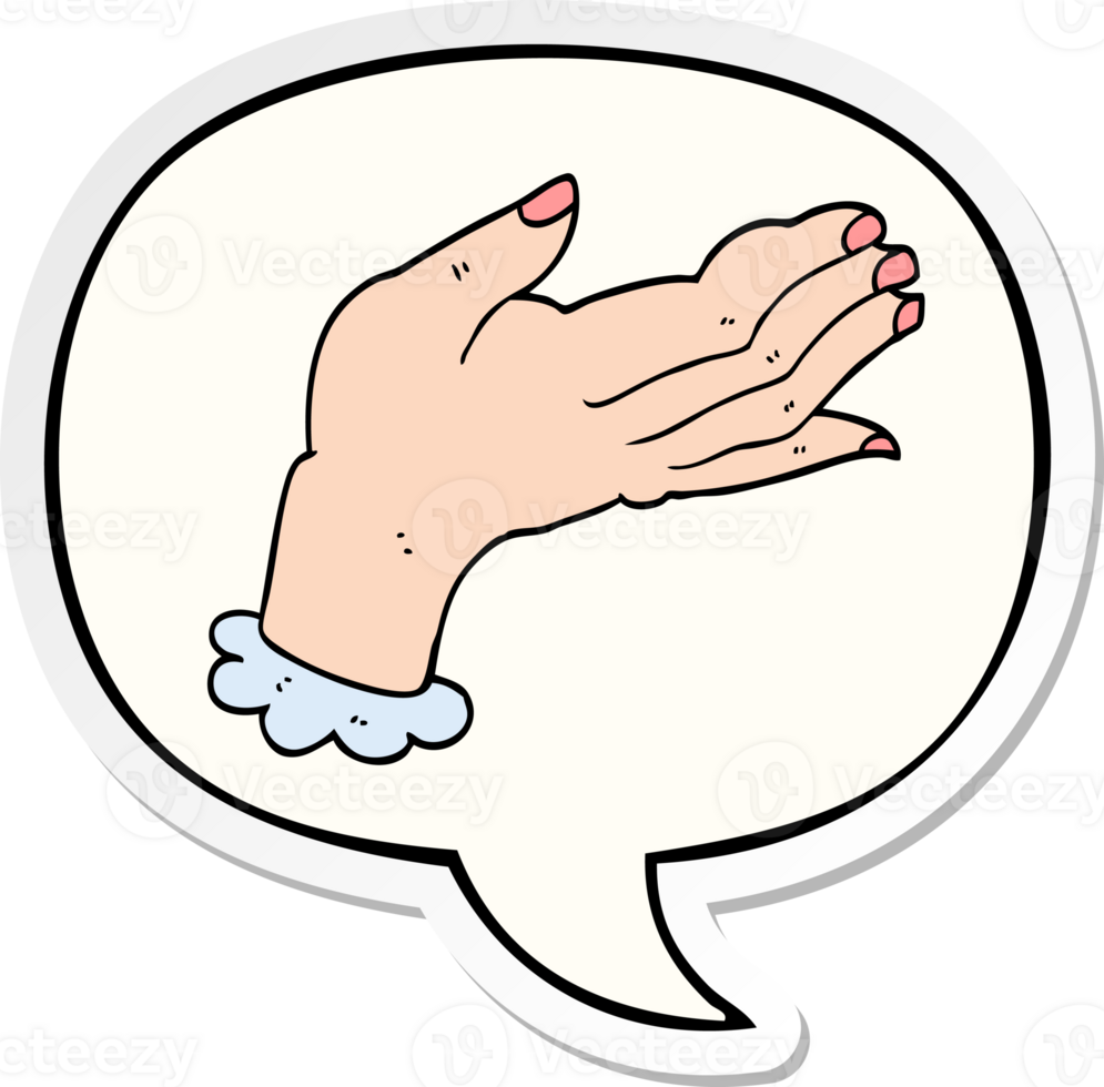 cartoon hand with speech bubble sticker png