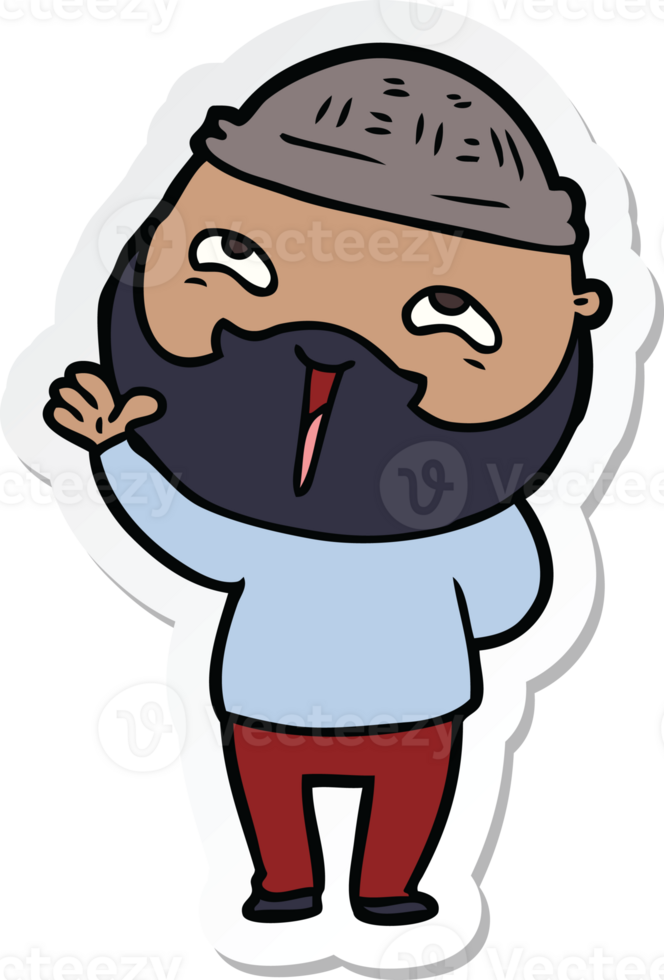 sticker of a cartoon happy bearded man png