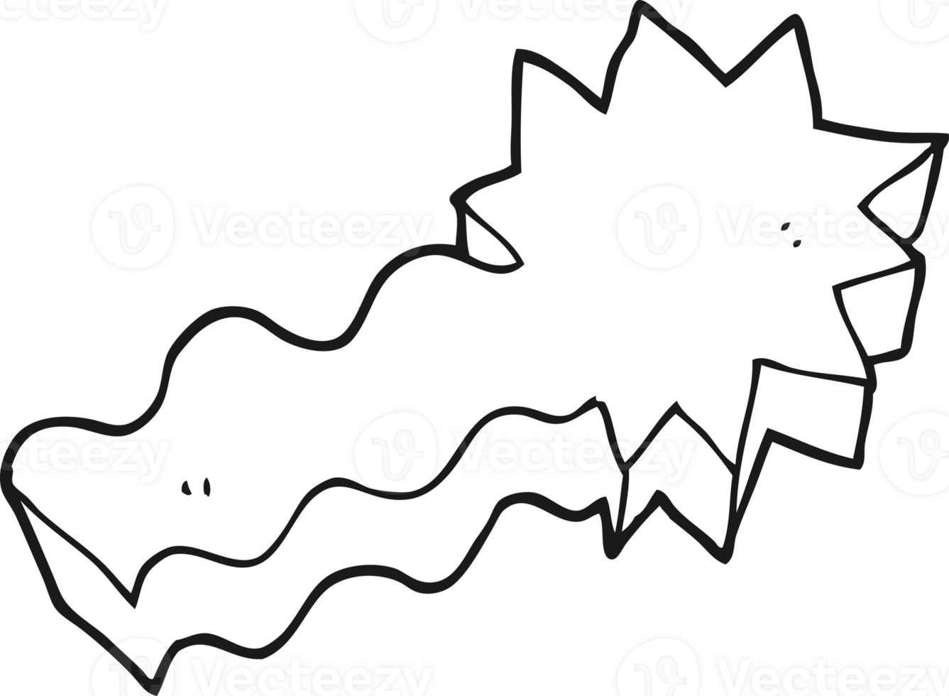drawn black and white cartoon shooting star png