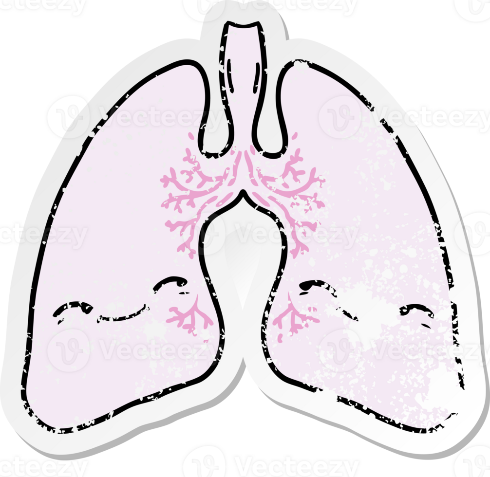 distressed sticker of a cartoon lungs png