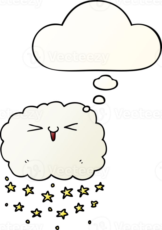 happy cartoon cloud with thought bubble in smooth gradient style png