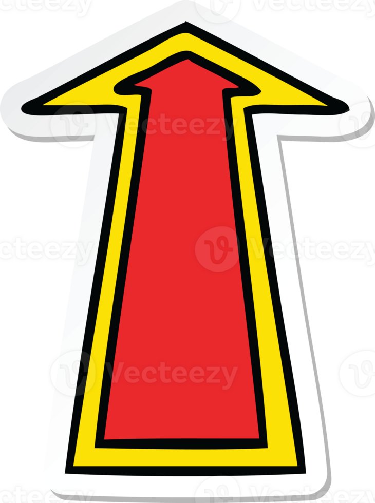 sticker of a quirky hand drawn cartoon arrow png