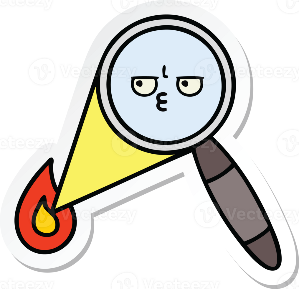 sticker of a cute cartoon magnifying glass png