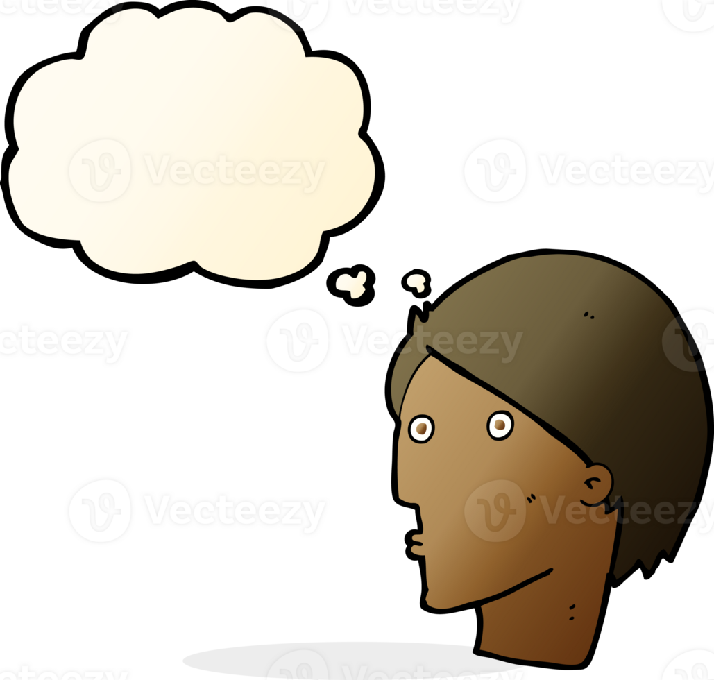 cartoon surprised face with thought bubble png