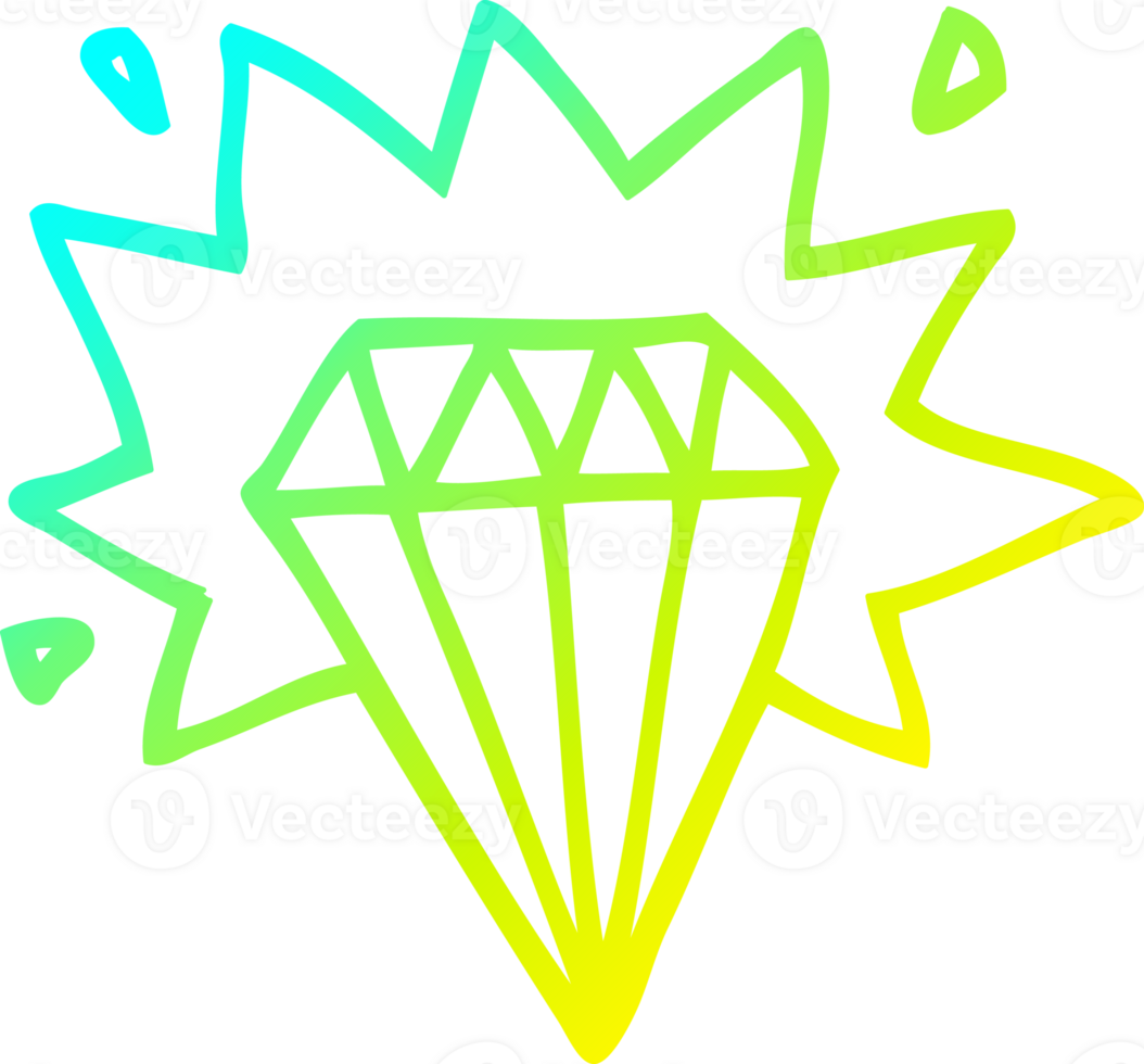 cold gradient line drawing of a cartoon tattoo diamond png