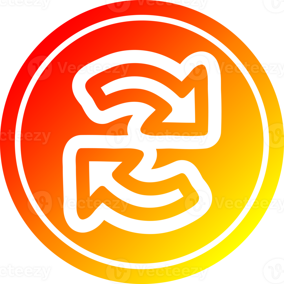 recycling arrow circular icon with warm gradient finish png