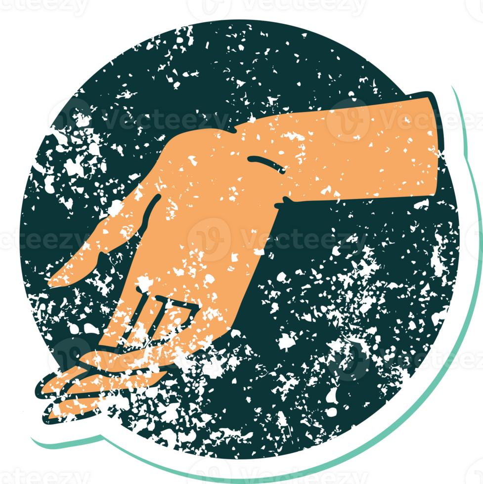 iconic distressed sticker tattoo style image of a hand png