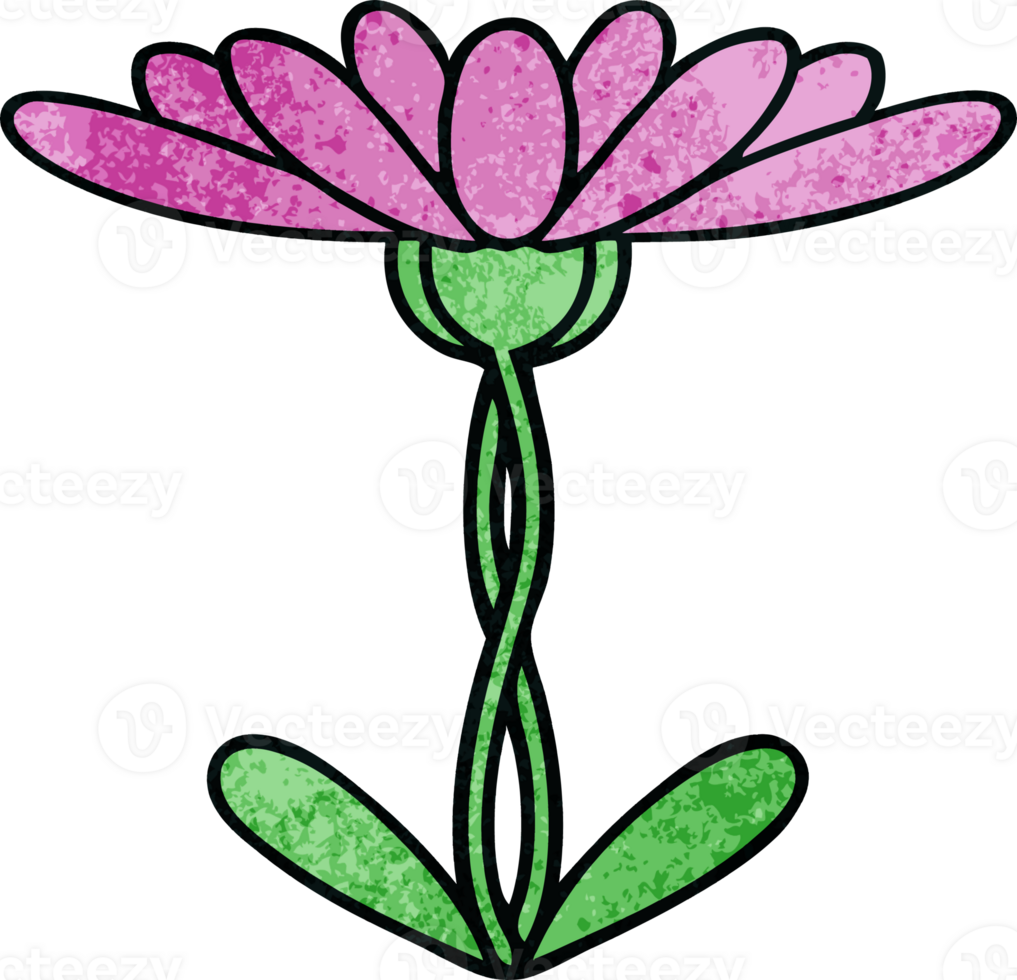 retro grunge texture cartoon of a flower png