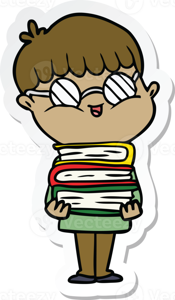 sticker of a cartoon boy wearing spectacles png