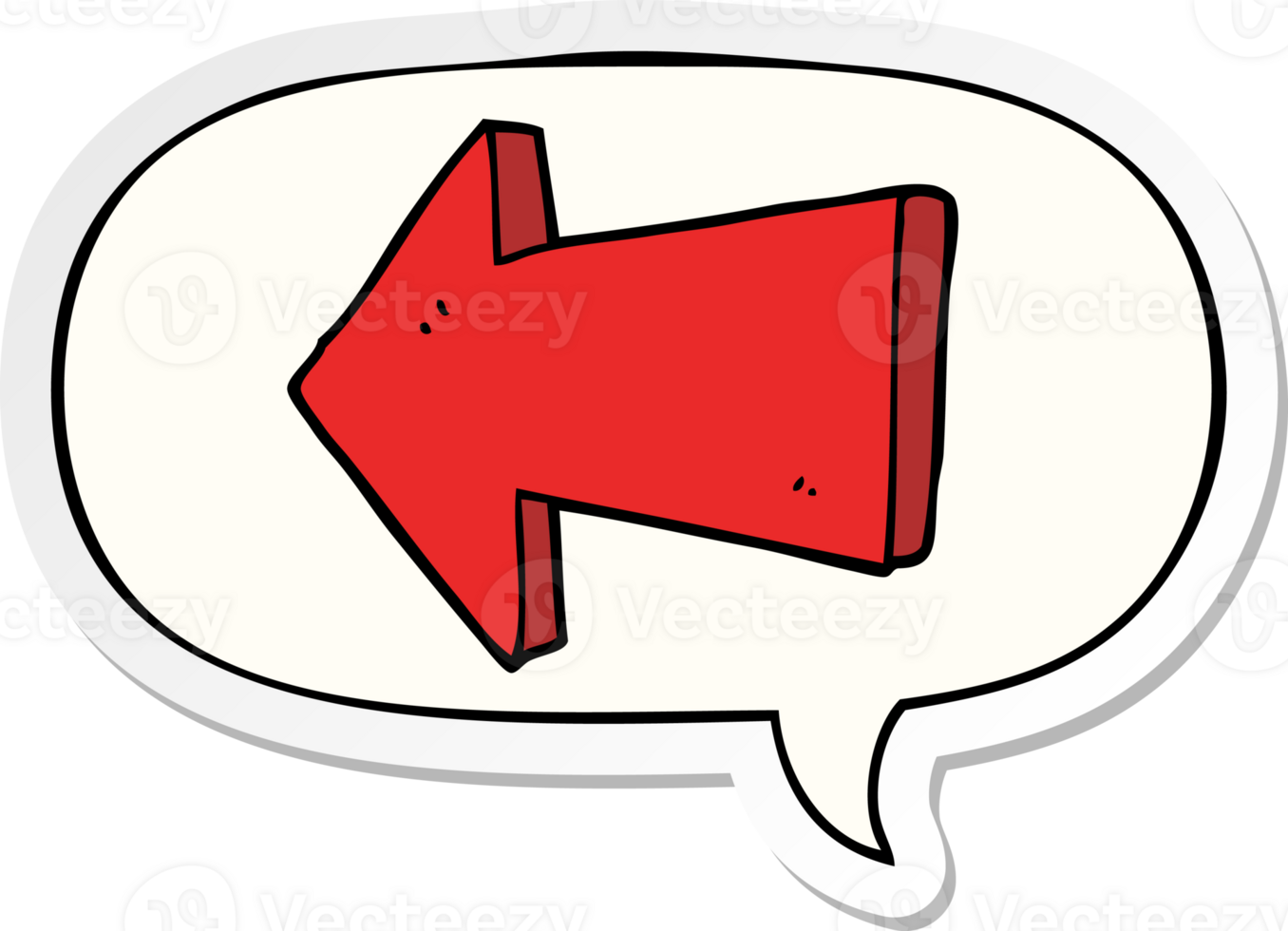 cartoon pointing arrow with speech bubble sticker png