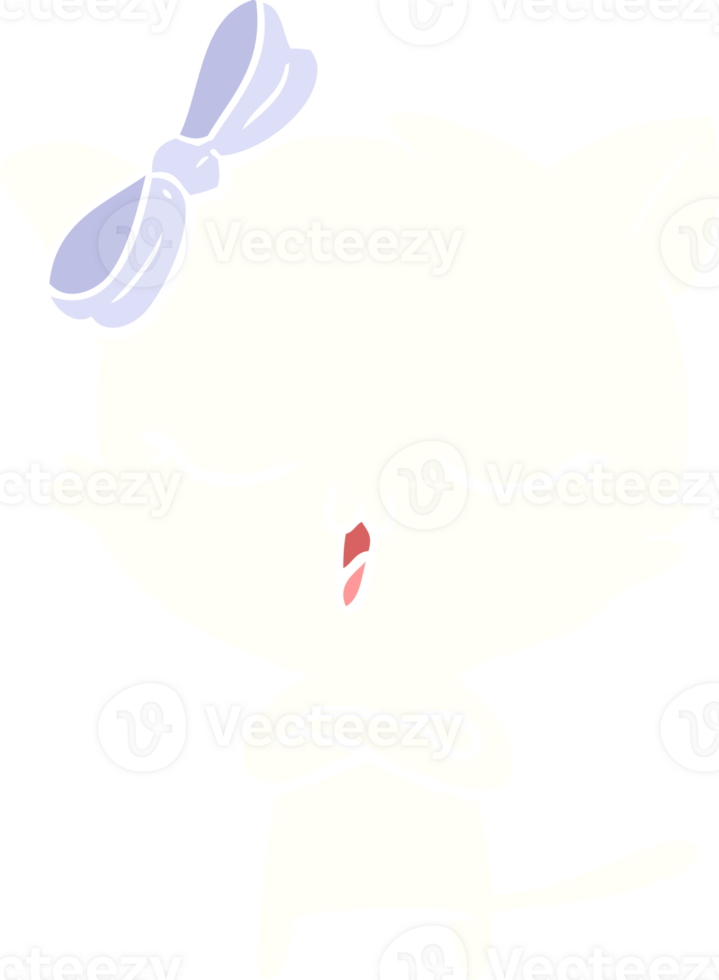 flat color style cartoon cat with bow on head png