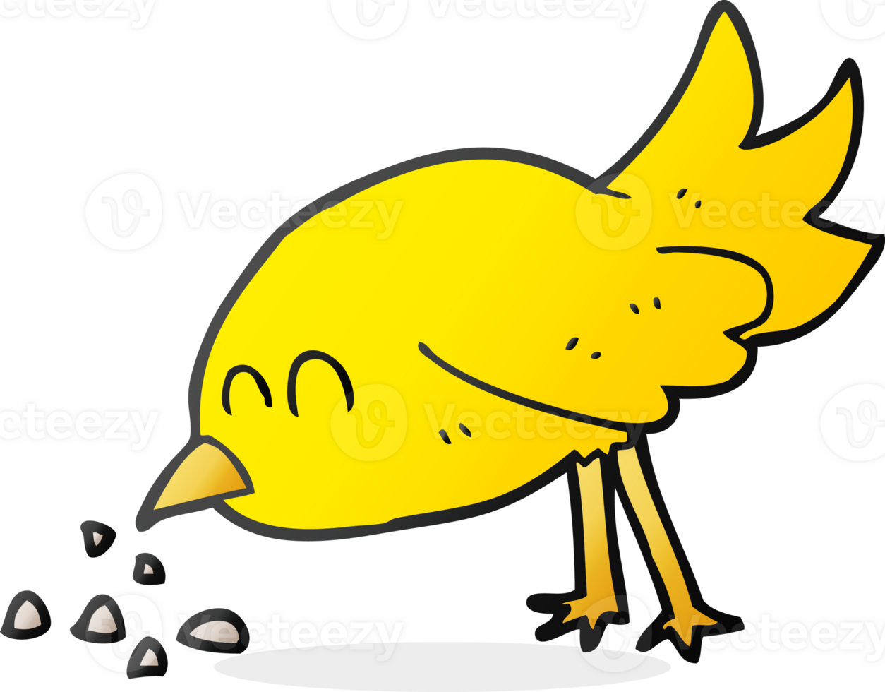 drawn cartoon bird pecking seeds png