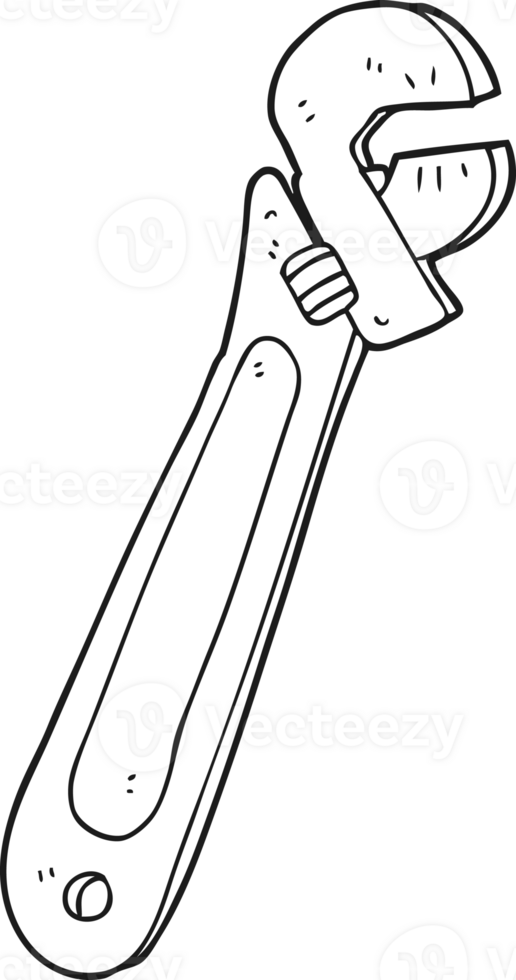drawn black and white cartoon adjustable spanner png