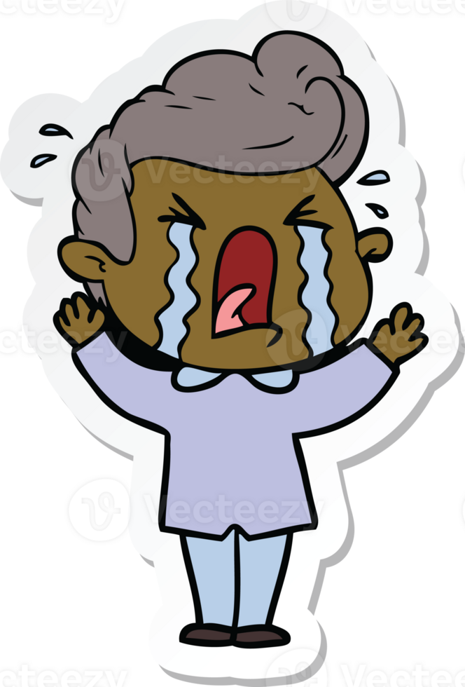 sticker of a cartoon crying man png