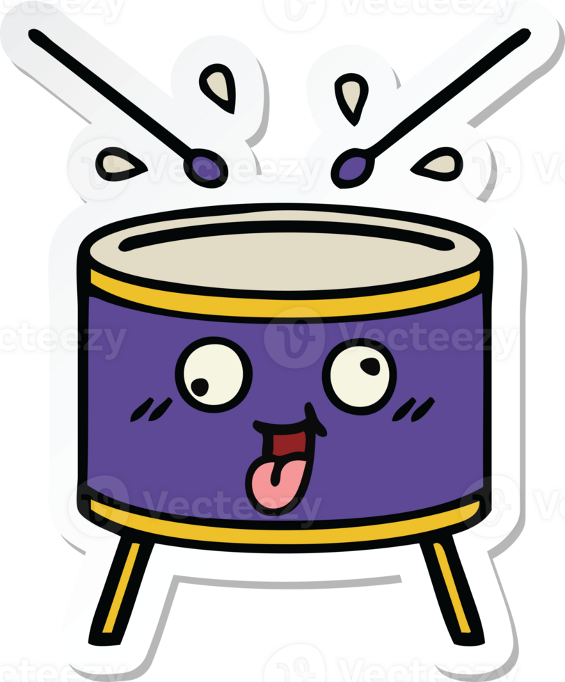sticker of a cute cartoon drum png