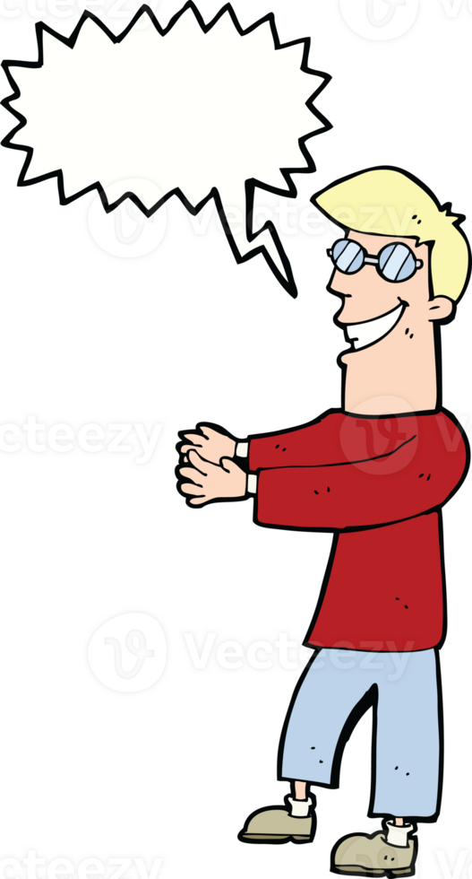 cartoon grinning man wearing glasses with speech bubble png