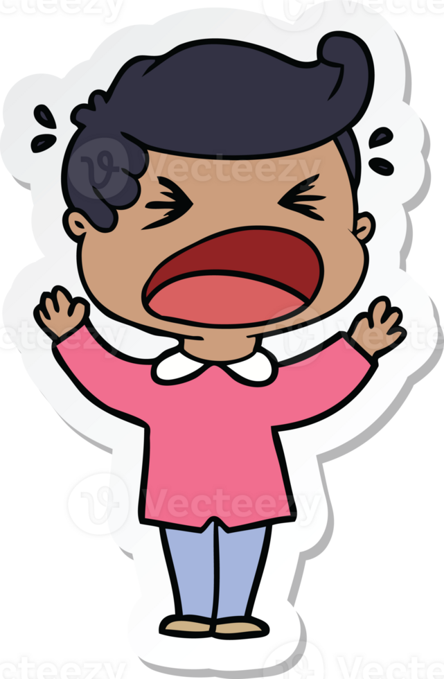 sticker of a cartoon shouting man png