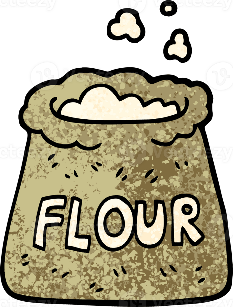 grunge textured illustration cartoon bag of flour png