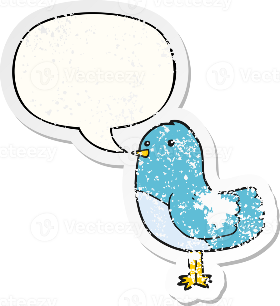 cartoon bird with speech bubble distressed distressed old sticker png