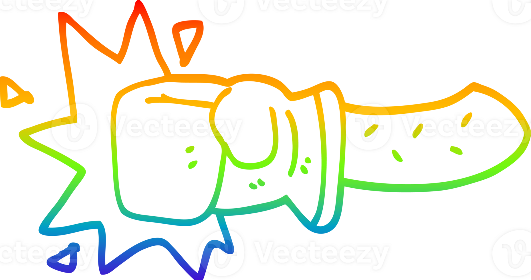 rainbow gradient line drawing of a cartoon punch png