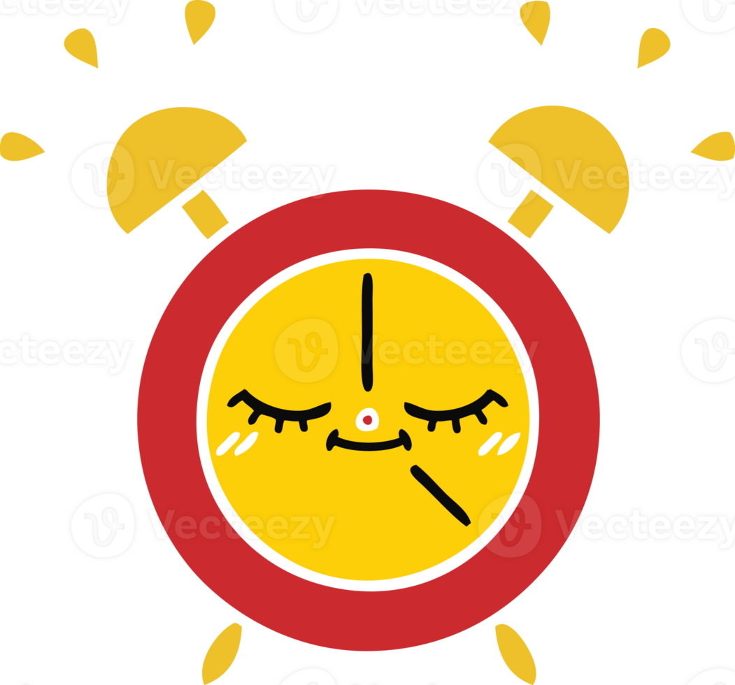 flat color retro cartoon of a alarm clock png