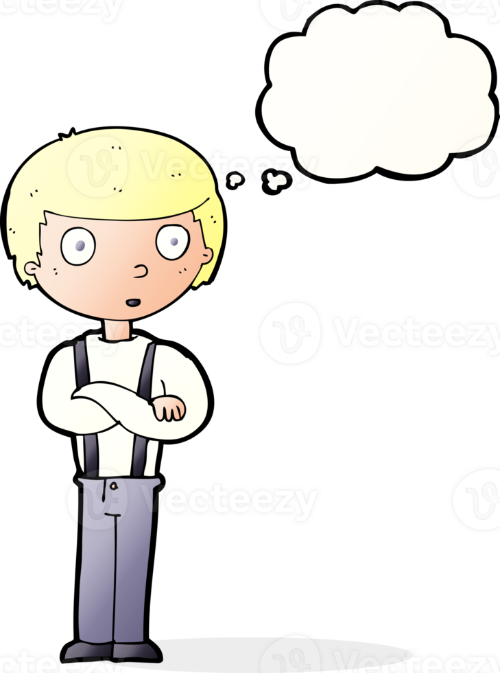 cartoon staring boy with thought bubble png