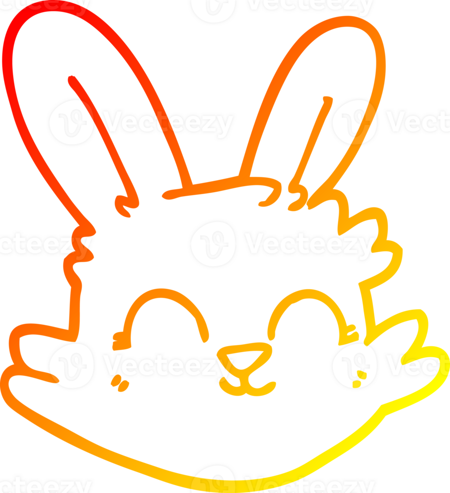 warm gradient line drawing of a cartoon happy rabbit png