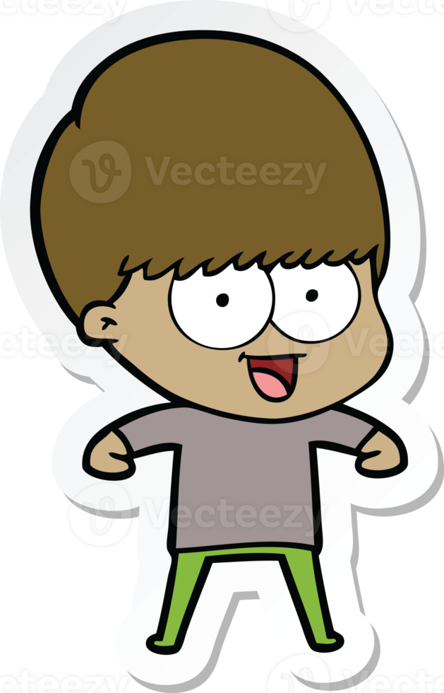 sticker of a happy cartoon boy png