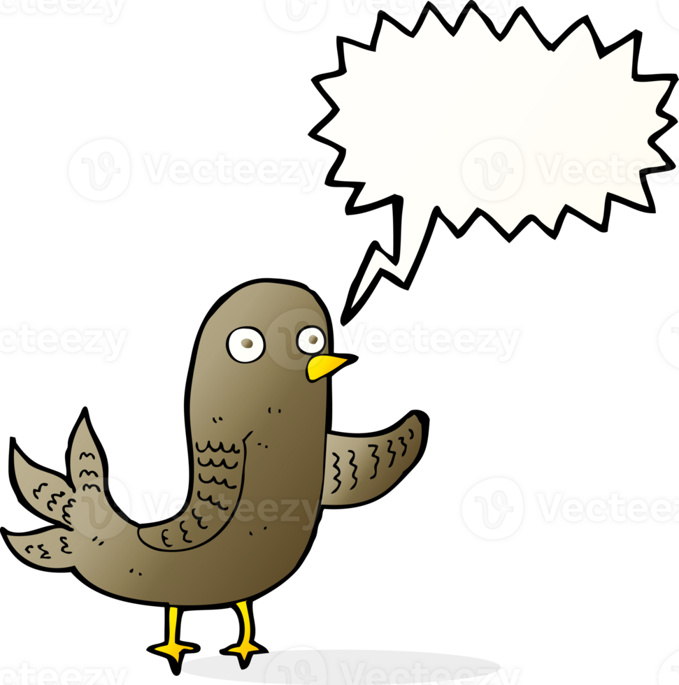 cartoon waving bird  with speech bubble png