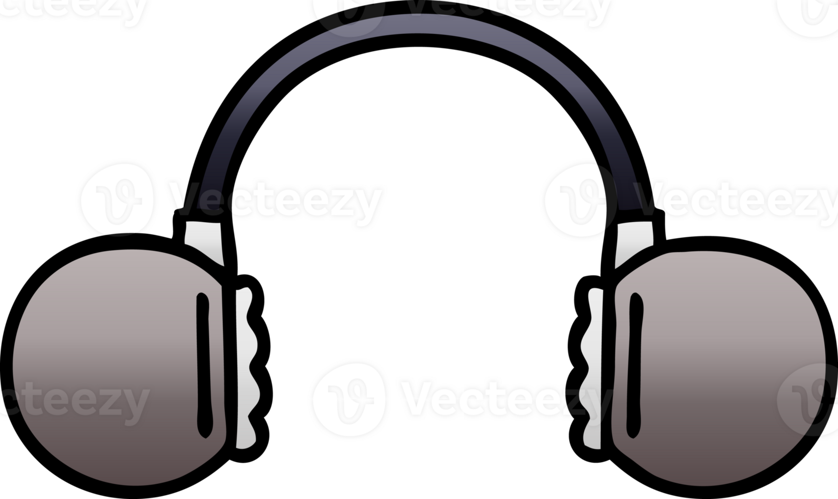 gradient shaded cartoon of a retro headphone png