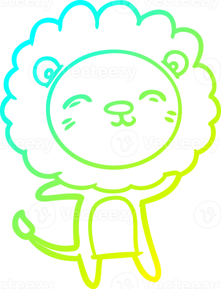 cold gradient line drawing of a cartoon lion png