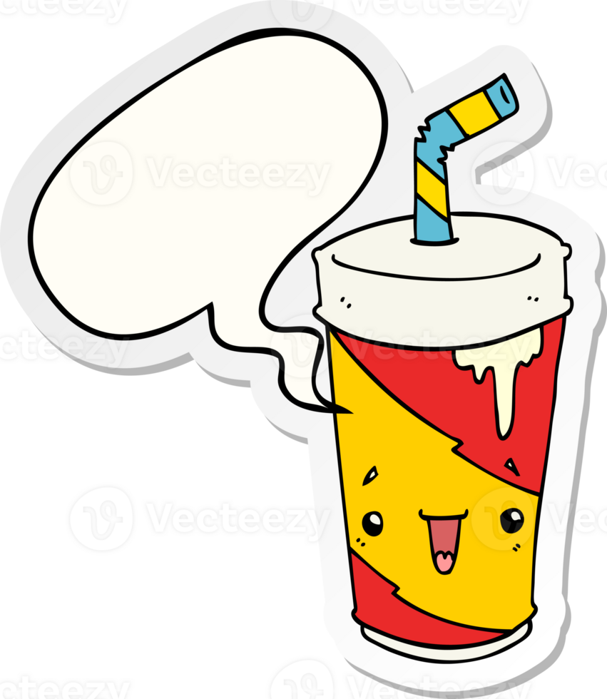 cartoon soda cup with speech bubble sticker png
