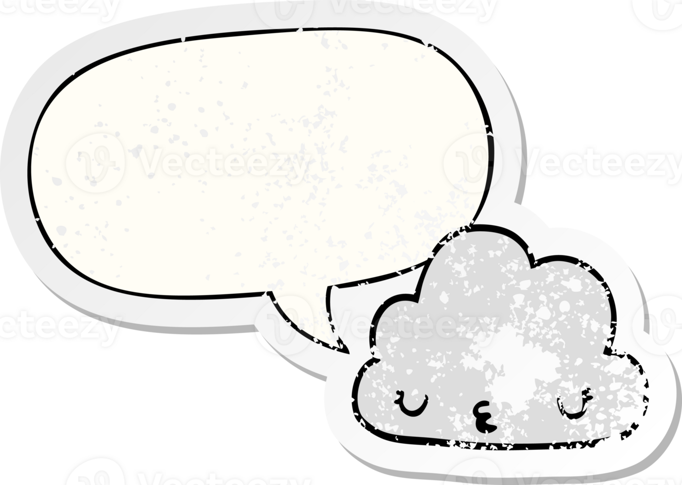 cute cartoon cloud with speech bubble distressed distressed old sticker png