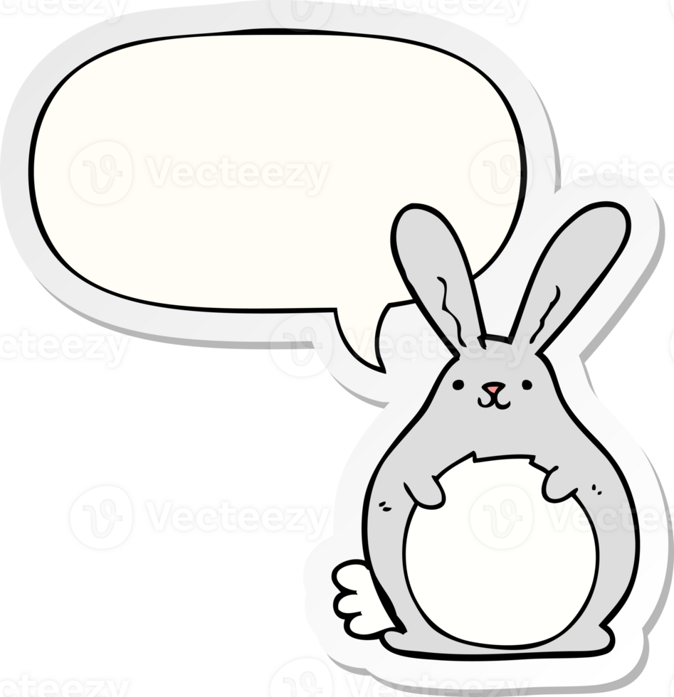 cartoon rabbit with speech bubble sticker png