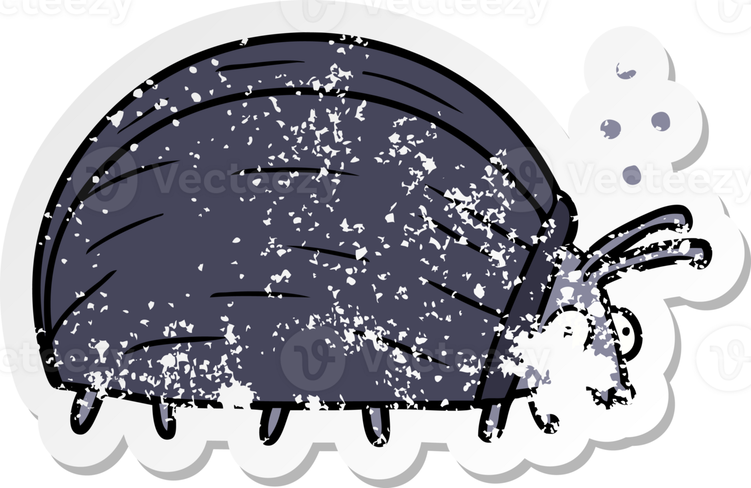 distressed sticker of a huge cartoon bug png