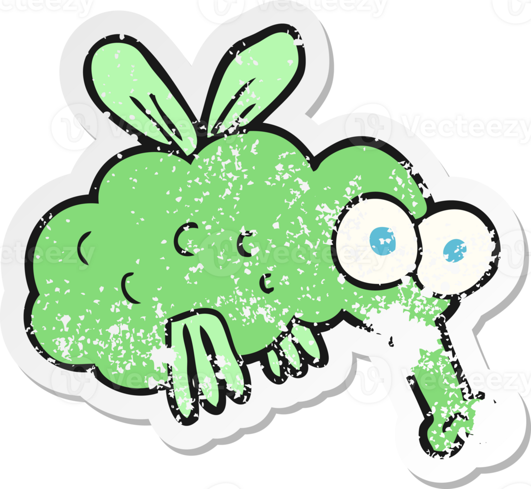 retro distressed sticker of a cartoon fly png