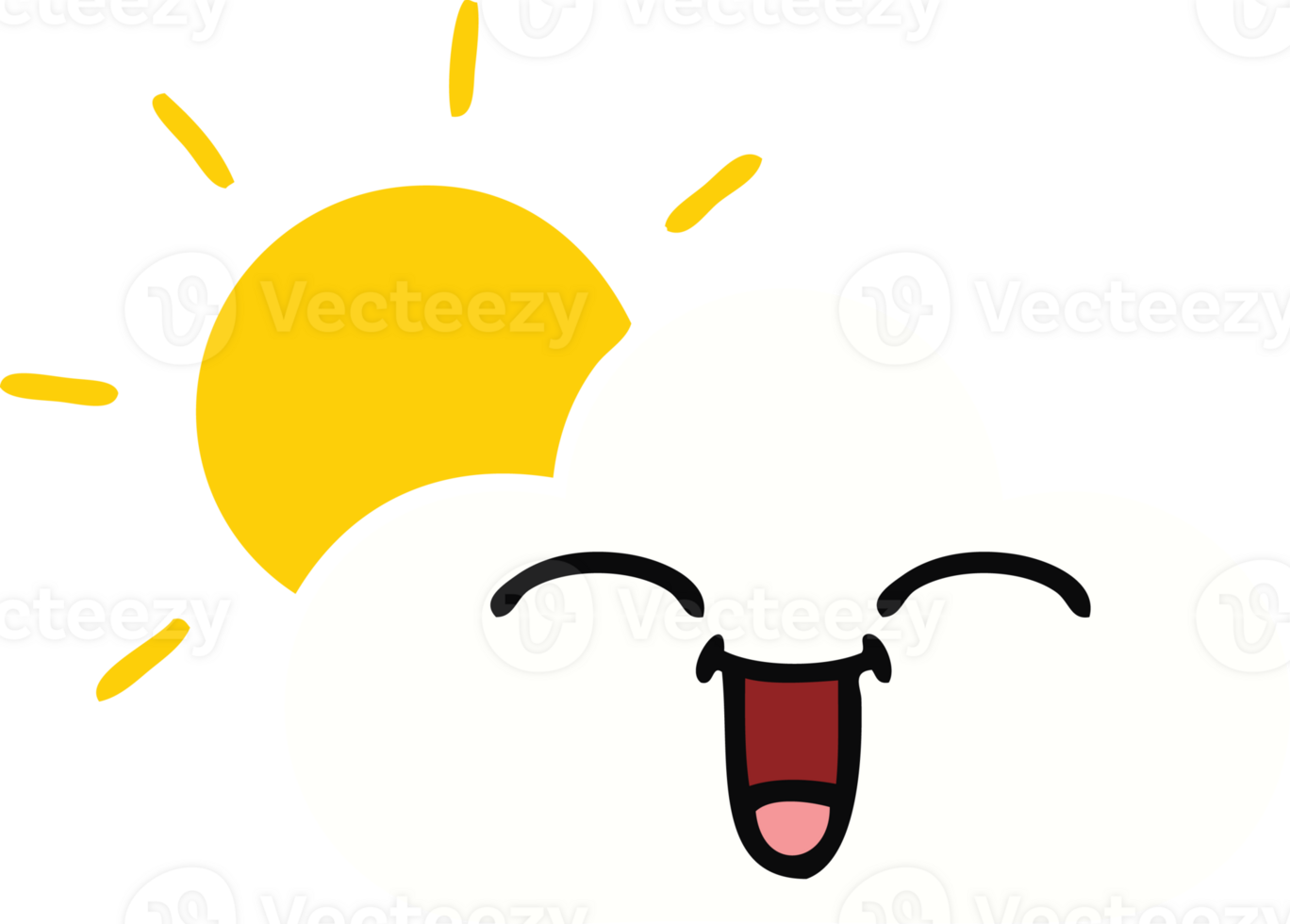 flat color retro cartoon of a sunshine and cloud png