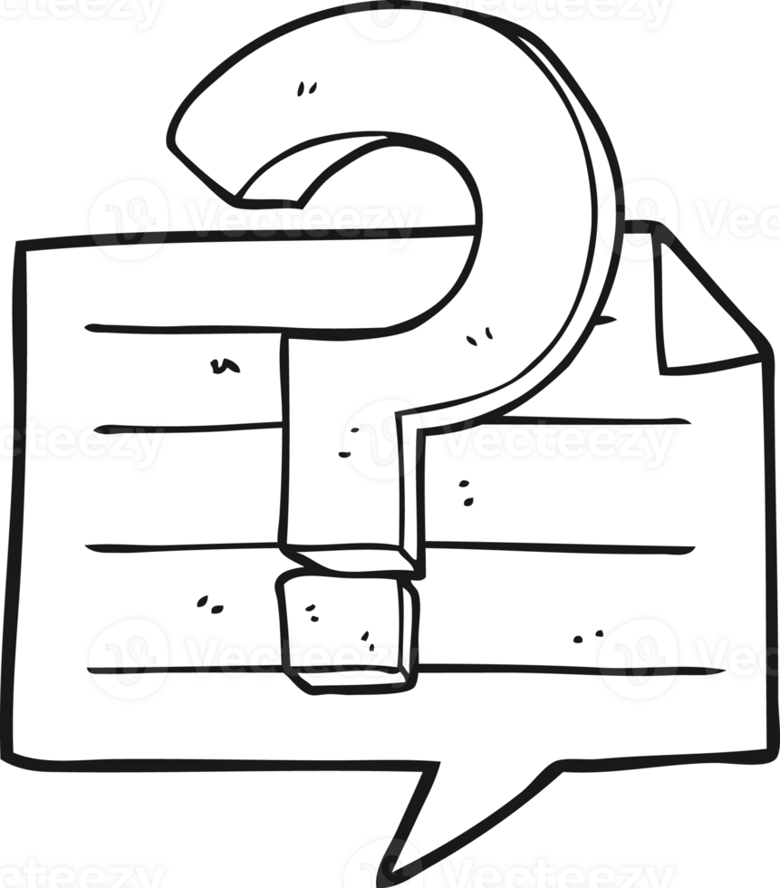 drawn black and white cartoon question mark speech bubble png