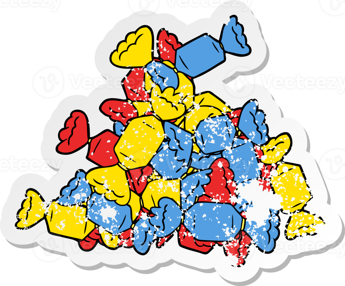 distressed sticker of a cartoon candy png