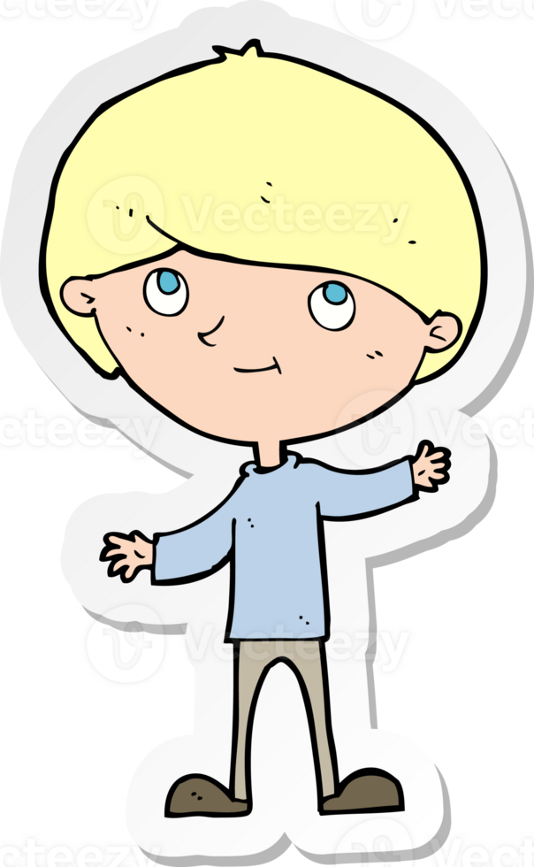 sticker of a cartoon happy boy png