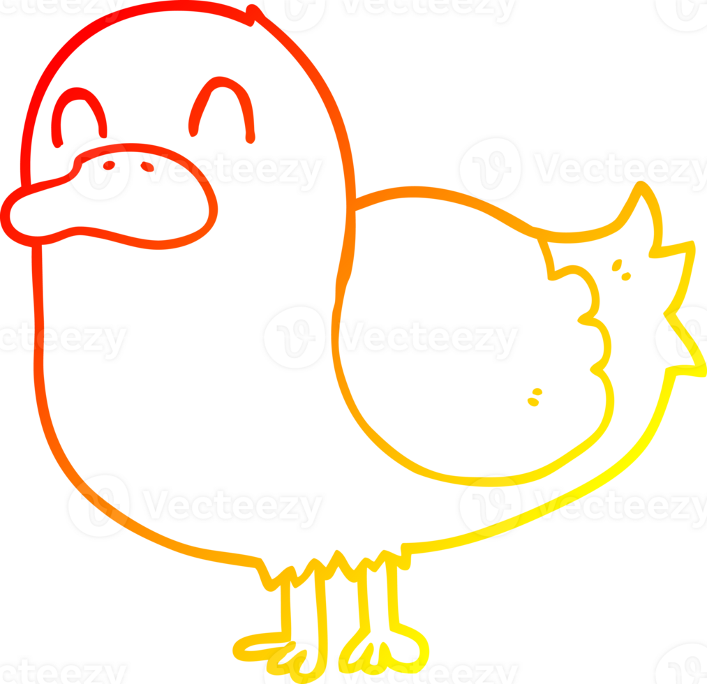 warm gradient line drawing of a cartoon duck png