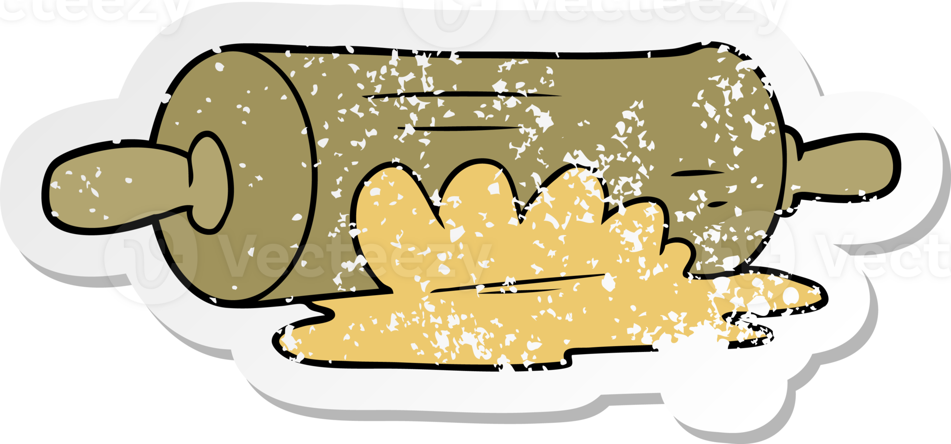 distressed sticker of a cartoon rolling pin png