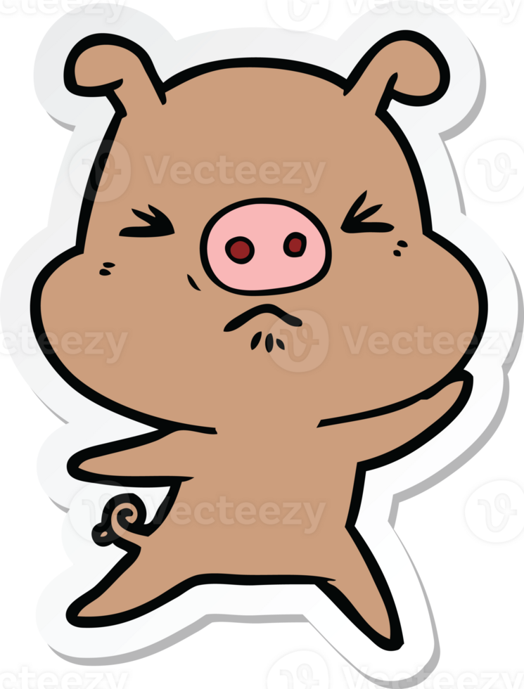 sticker of a cartoon angry pig png