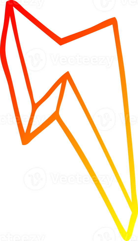 warm gradient line drawing of a cartoon decorative lightning bolt png