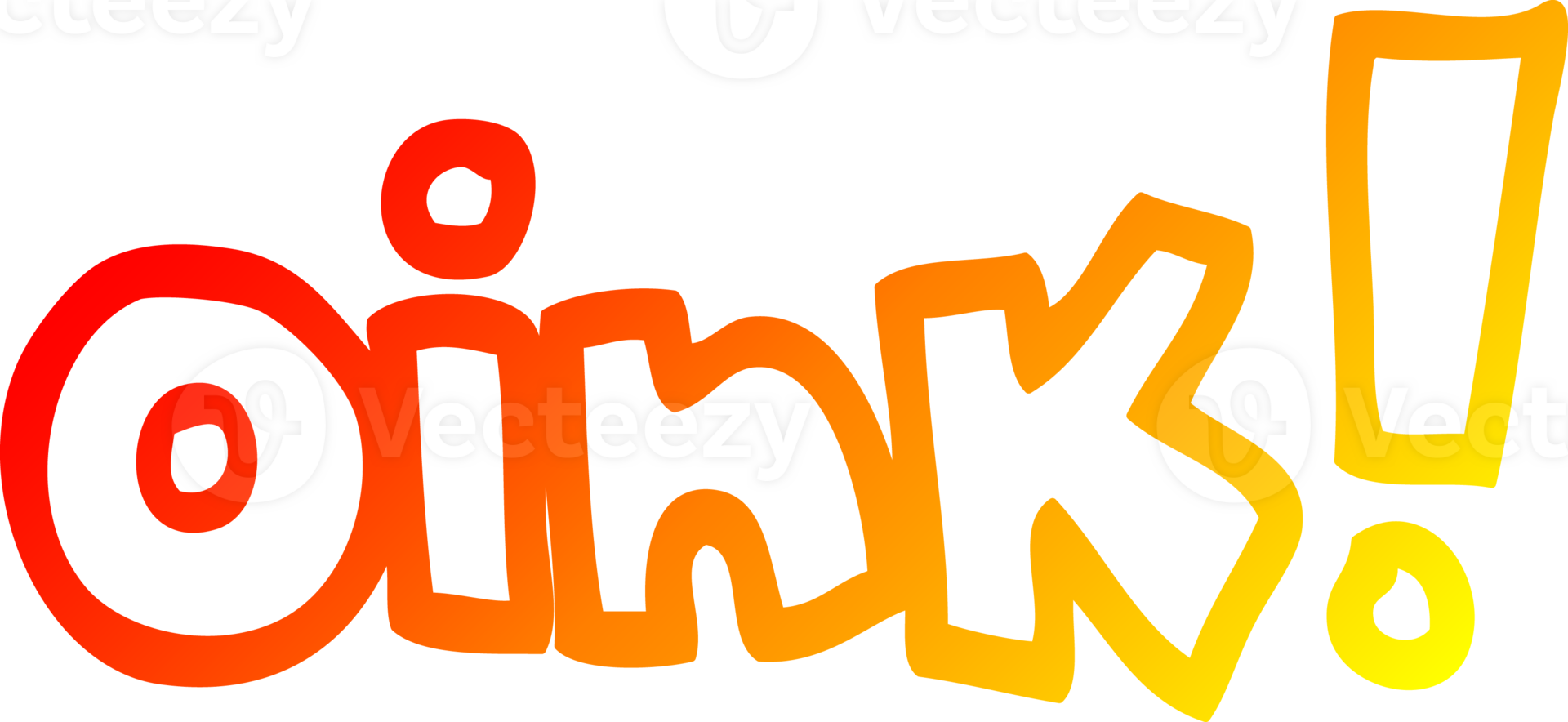warm gradient line drawing of a cartoon word oink png