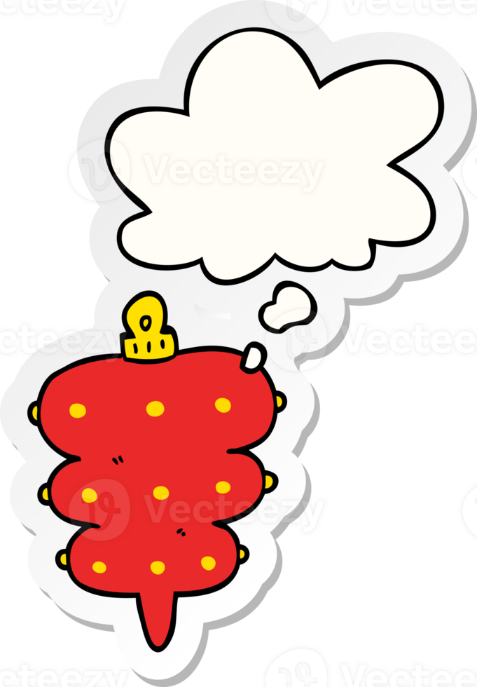 cartoon christmas decoration with thought bubble as a printed sticker png