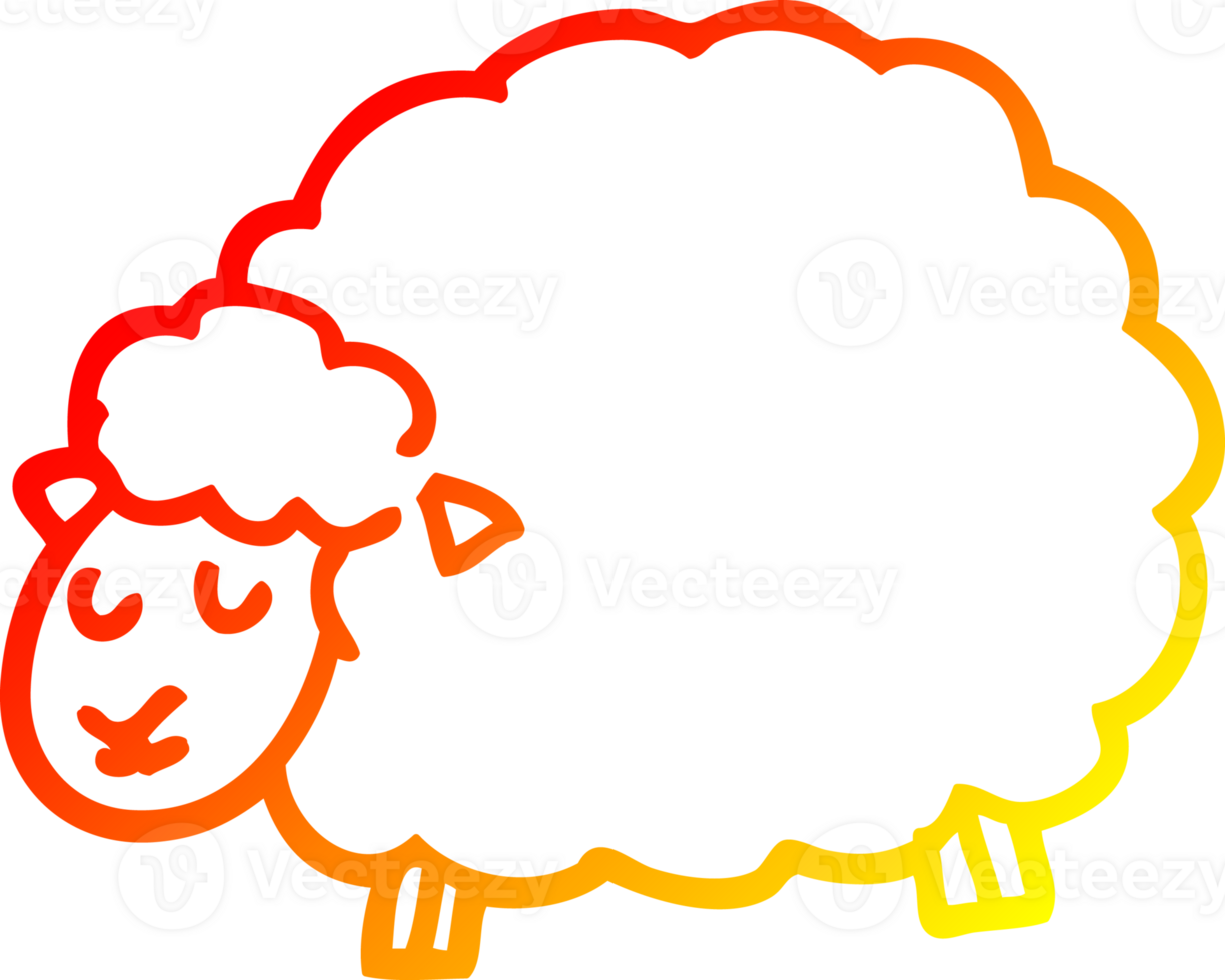 warm gradient line drawing of a cartoon sheep png